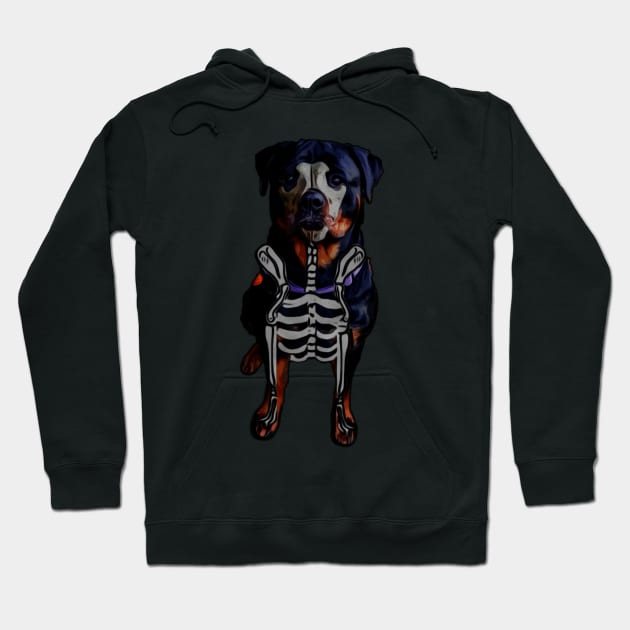 Rottweiler Halloween skeleton Hoodie by Freedomink